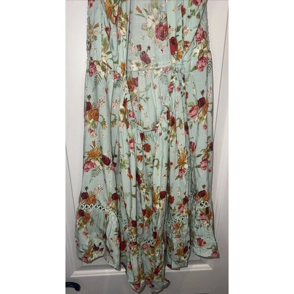 Sunday Mi Amor Anthropologie Mint Floral Cut out Back Halter Mini Dress Sz S NEW - Picture 5 of 9